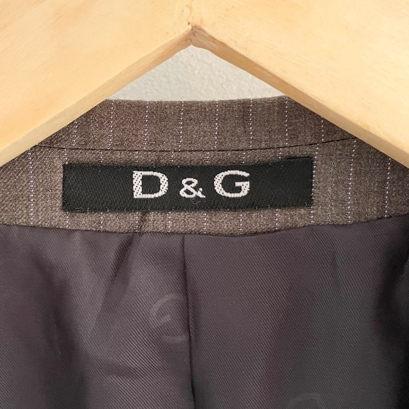 Dolce&Gabbana Men’s Blazer Pinstripe 2 buttons Wool Silk Gray Taupe Sz 58 - Picture 3 of 12